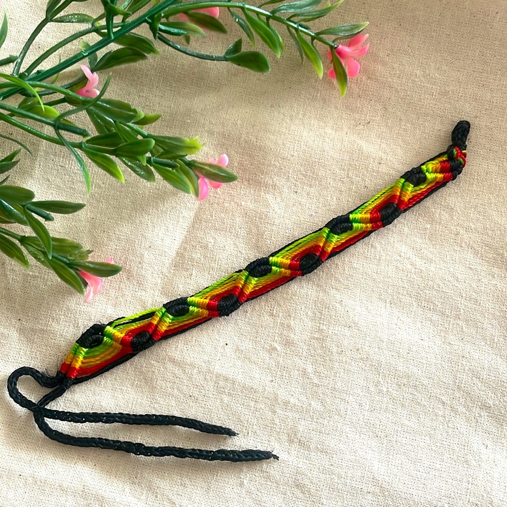 Jamaican Flag Multilayer Bracelet - Hand-Woven, Adjustable, Unisex